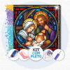 1-1 40x40cm - Vitral Família de Jesus - Kit Pintura Diamante