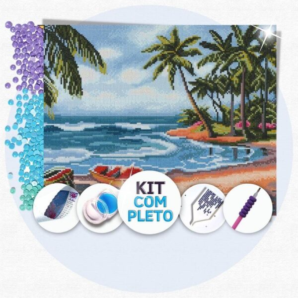 Ilha Paradisíaca - Kit Pintura com Cristais