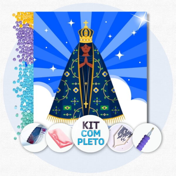 11-1 30x30cm - Nossa Senhora da Conceição Aparecida - Kit Pintura Diamante