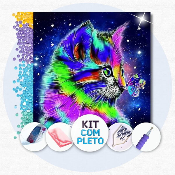 14 30x30cm - Gato Estrelado - Kit Pintura Diamante