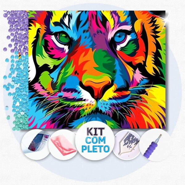 Tigre Vibrante - Kit Pintura com Cristais