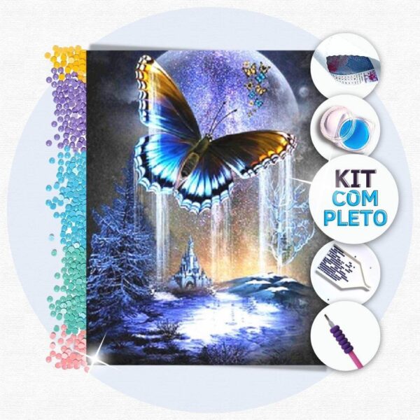 40x30cm - Borboleta Noturna - Kit Pintura Diamante