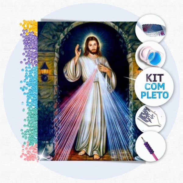 40x30cm - Jesus Misericordioso - Kit Pintura Diamante