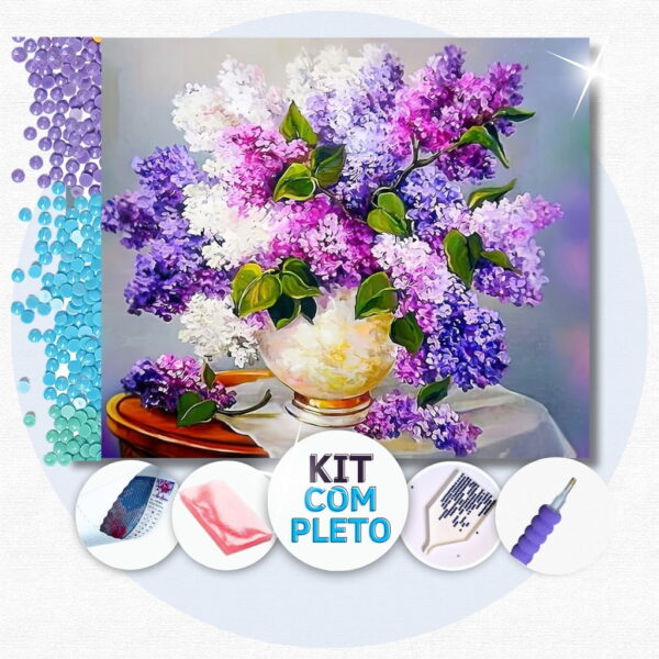 Vaso de Hortências - Kit Pintura com Cristais