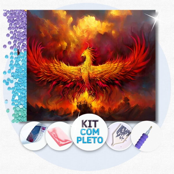 Fênix Renascer - Kit Pintura com Cristais