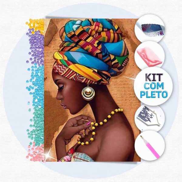 30x20cm - Tela Africana Tímida - Kit Pintura Diamante