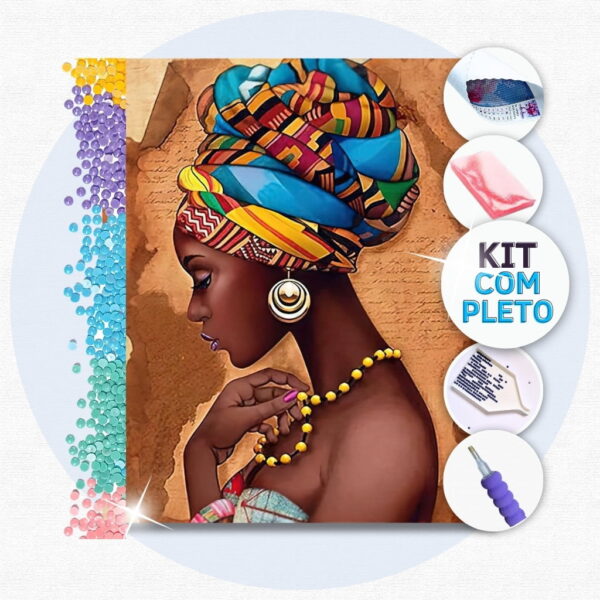41 Africana Tímida - Kit Pintura com Cristais