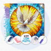 5-1 40x40cm - Vitral Pomba Branca - Kit Pintura Diamante