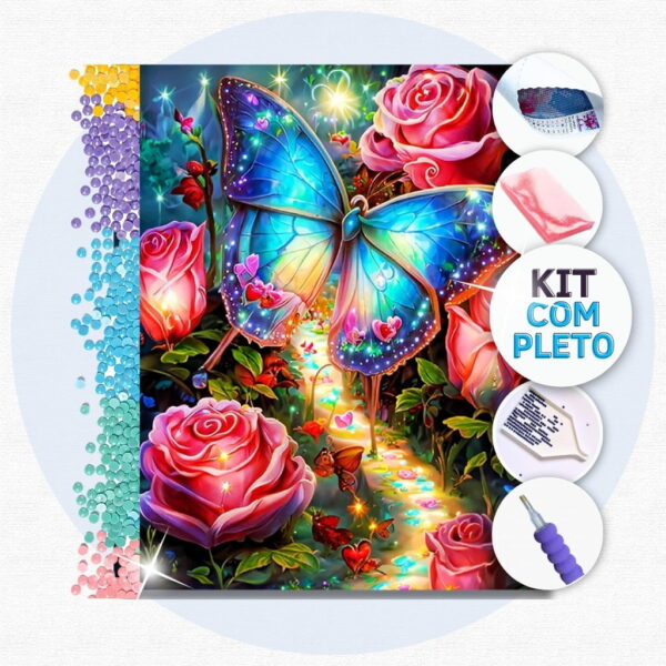Borboleta nas Maravilhas - Kit Pintura com Cristais