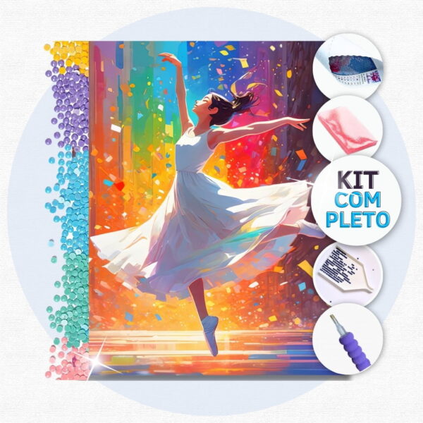 55 50x40cm - Bailarina Espetáculo - Kit Pintura Diamante