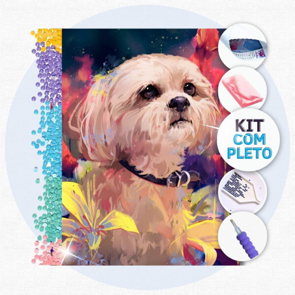64 40x30cm - Shih Tzu - Kit Pintura Diamante