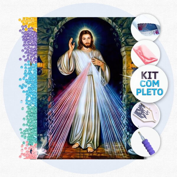 Jesus Misericordioso - Kit Pintura com Cristais