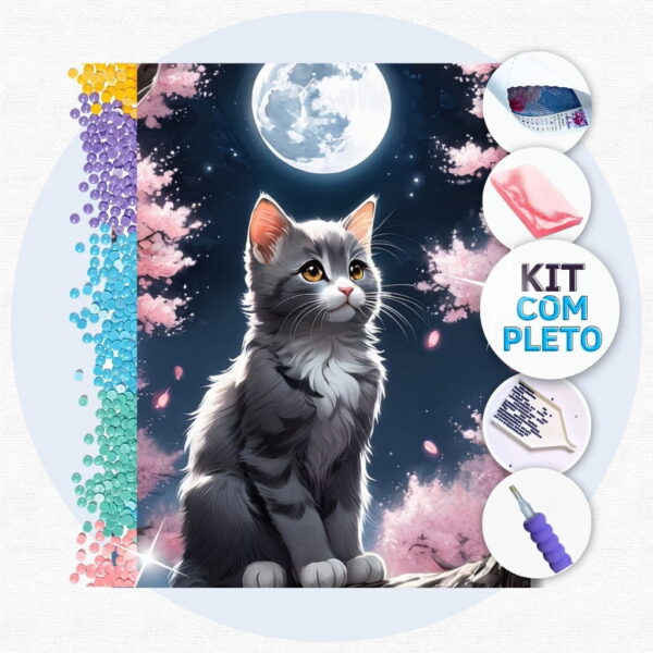 Gato da Meia Noite - Kit Pintura com Cristais