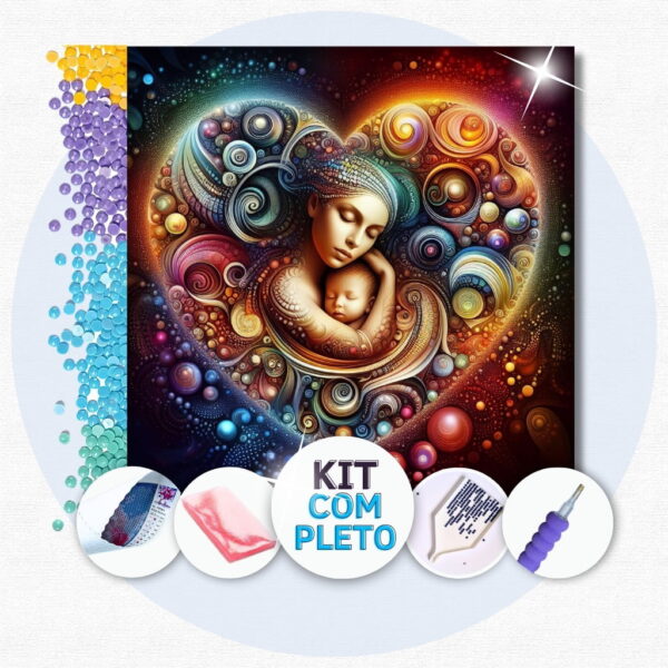 7-1 40x40cm - Amor Verdadeiro de Mãe - Kit Pintura Diamante