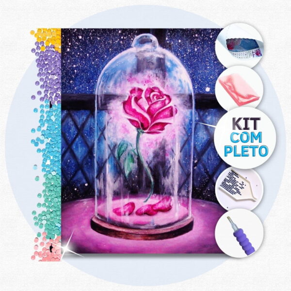 Rosa Bela e a Fera - Kit Pintura com Cristais
