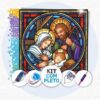 40x40cm - Vitral Religioso Família - Kit Pintura Diamante