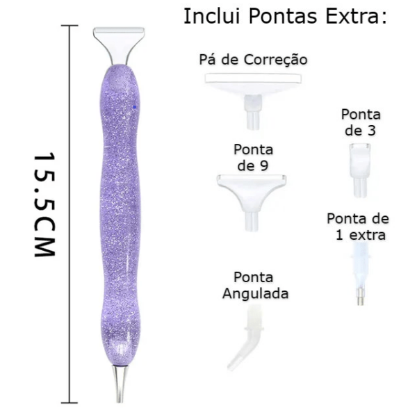 caneta-ergonomica-glitter-roxo Caneta Ergonômica Glitter Roxa + Acessórios Facilitadores