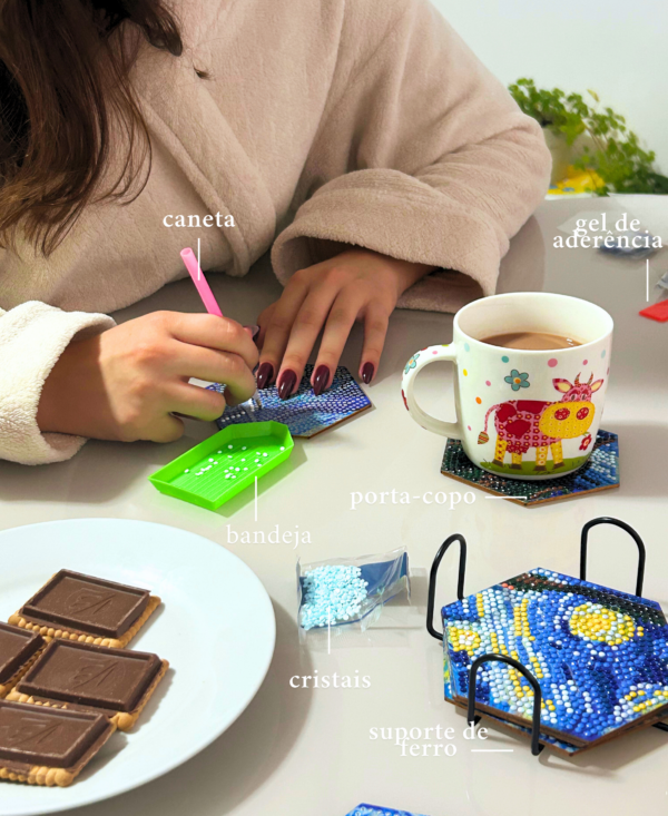 7 Peças – Van Gogh Mosaico – Kit Porta-copos