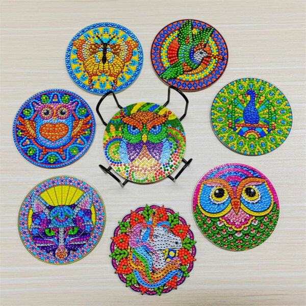 8 Peças – Animais – Kit Porta-copos