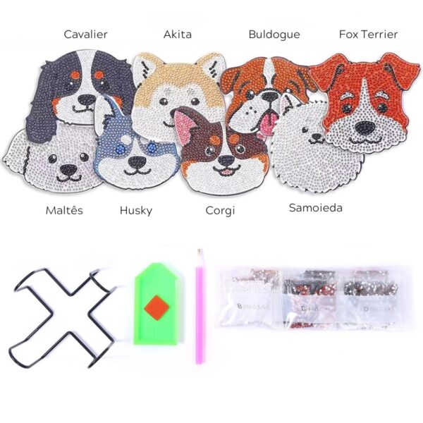 8 Peças – Cachorro – Kit Porta-copos
