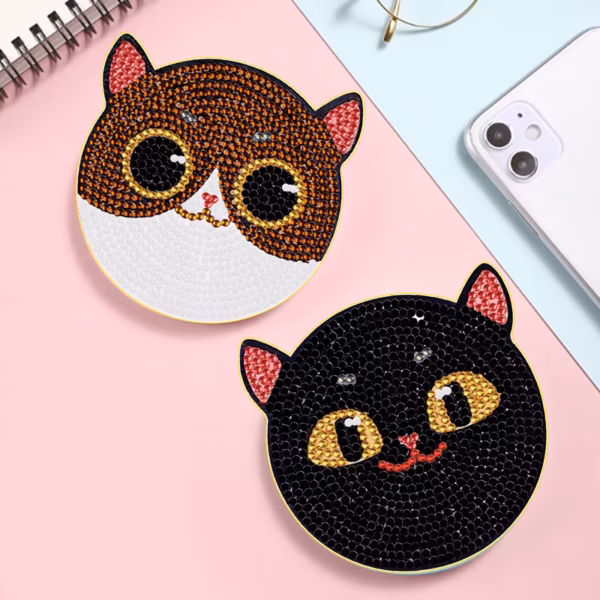 H82f02277b6be41efa682fc213bf42eban 8 Peças – Gato – Kit Porta-copos