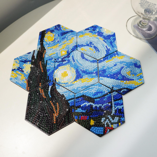 7 Peças – Van Gogh Mosaico – Kit Porta-copos
