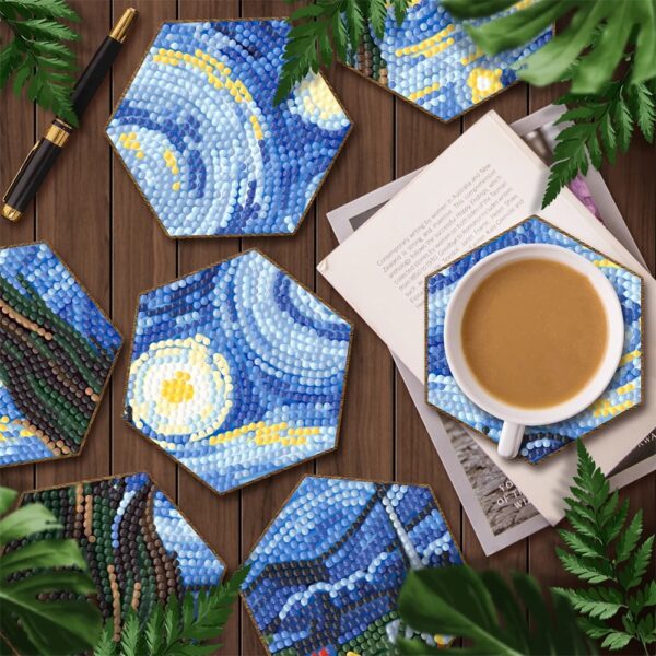 7 Peças – Van Gogh Mosaico – Kit Porta-copos
