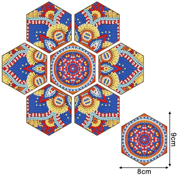 7 Peças – Mandala Mosaico – Kit Porta-copos Pintura Diamante