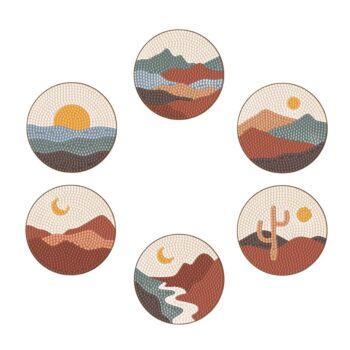 6 Peças – Montanha – Kit Porta-copos