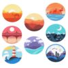 8 Peças – Paisagens – Kit Porta-copos