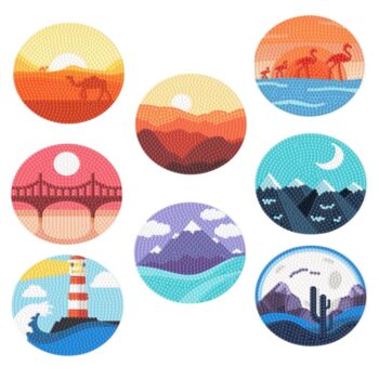 8 Peças – Paisagens – Kit Porta-copos