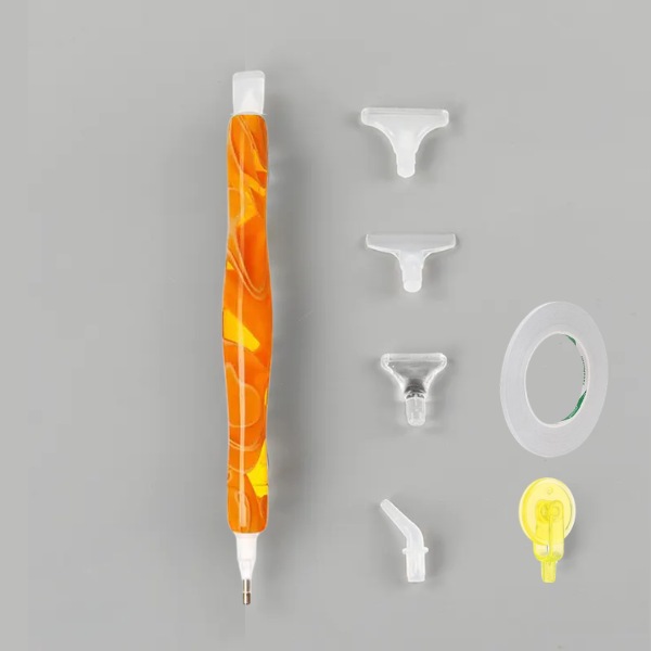 Caneta Ergonômica Laranja + Rolo + Acessórios Facilitadores