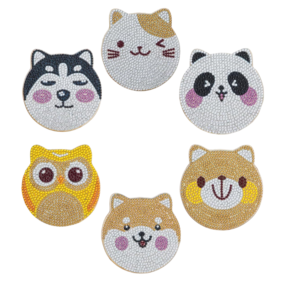 6 Peças – Animais Fofos – Kit Porta-copos