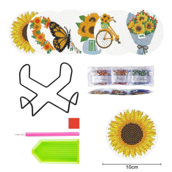 4 6 Peças – Girassol – Kit Porta-copos
