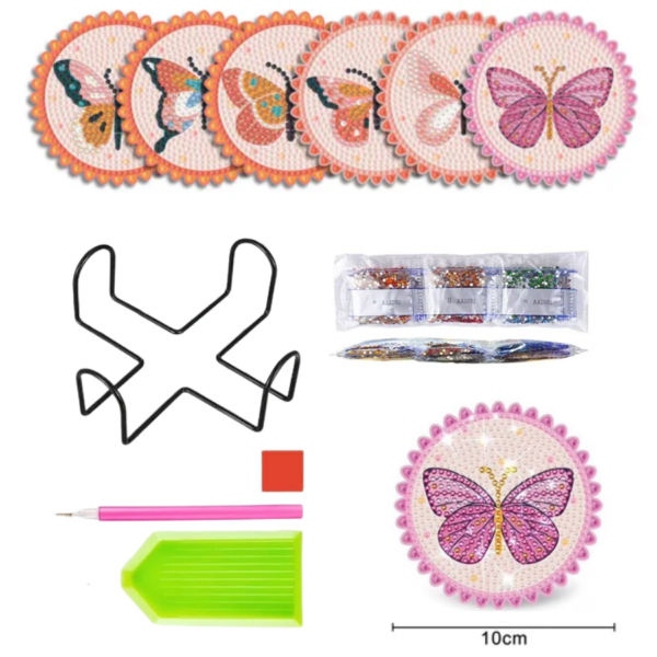 5 6 Peças – Borboleta – Kit Porta-copos