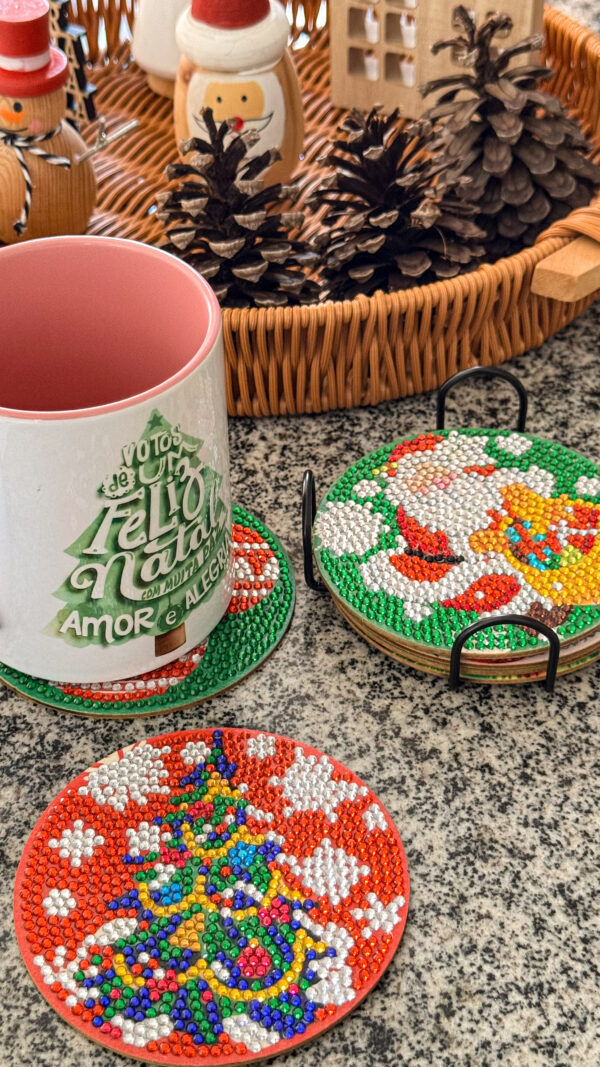 8 e 6 Peças – Combo Natal – 2 Kits Porta-copos