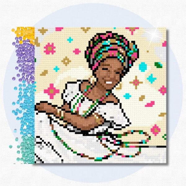 20x20cm – Baiana Carnavalesca – Kit Pintura com Cristais