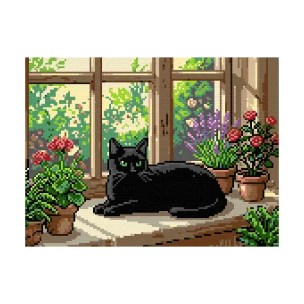 Gato na Janela - Kit Pintura com Cristais