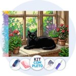 Gato na Janela - Kit Pintura com Cristais
