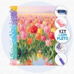 Tulipas Rosas - Kit Pintura com Cristais