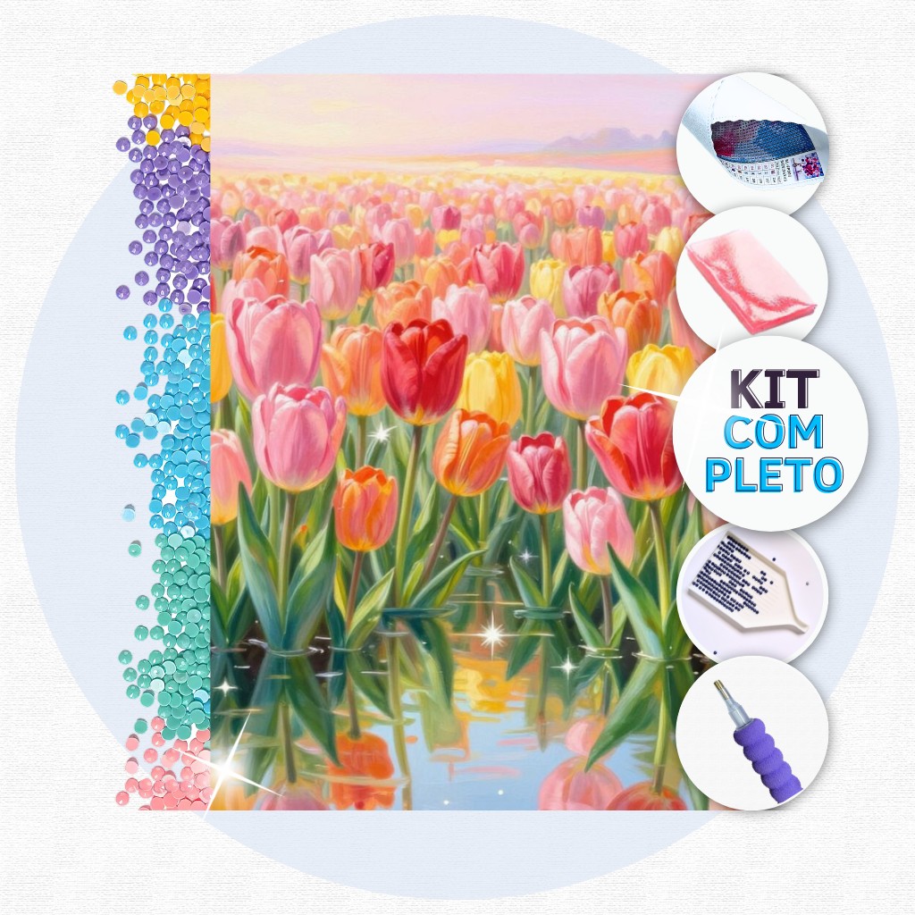 Tulipas Rosas – Kit Pintura com Cristais