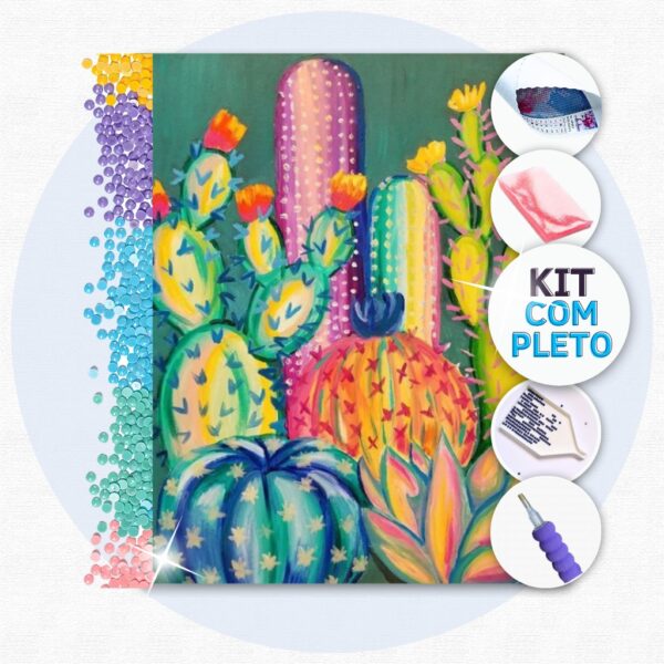 Cactos - Kit Pintura com Cristais