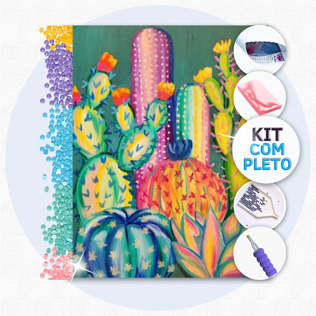Cactos – Kit Pintura com Cristais