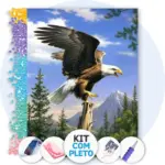 Águia Soberana na Montanha - Kit Pintura com Cristais