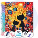Arte Felina em Cores - Kit Pintura com Cristais