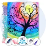 Árvore Arco-Íris Vibrante - Kit Pintura com Cristais