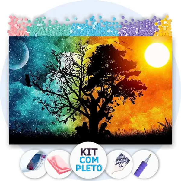 Árvore da Dualidade Celestial - Kit Pintura com Cristais