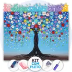 Árvore de Flores Vibrantes - Kit Pintura com Cristais