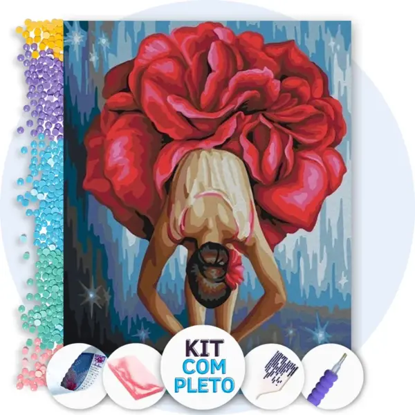 Bailarina em Tutu Vermelho - Kit Pintura com Cristais