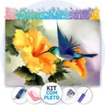 Beija-Flor Amarelo Vibrante - Kit Pintura com Cristais